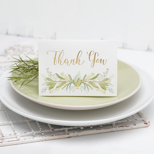 Hortense B. Hewitt Co. Greenery Thank You in White | 4.875" x 3.5" | Michaels®
